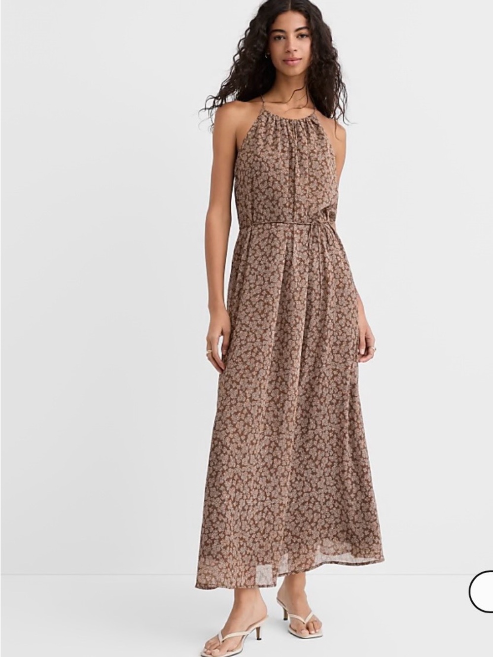 LOFT Brown Floral Halter-Neck Maxi Dress — NWT